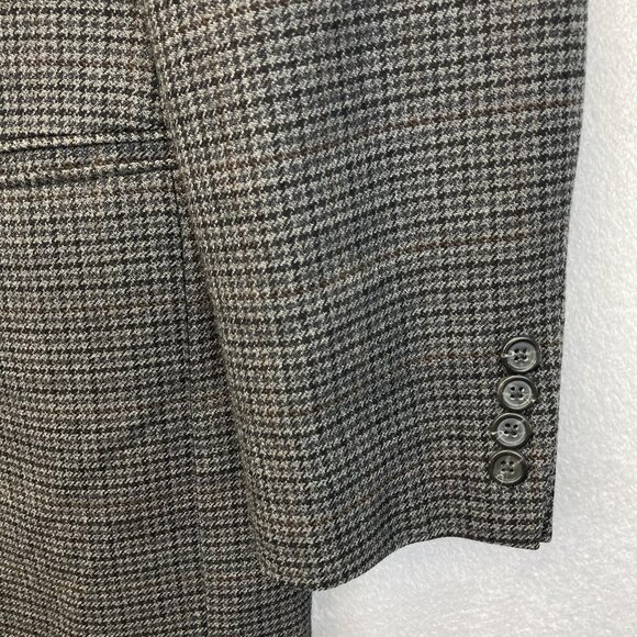 Chaps 100% Lambswool Blazer Jacket Mens 42R Gray Houndstooth Sport Coat Formal - Picture 5 of 16